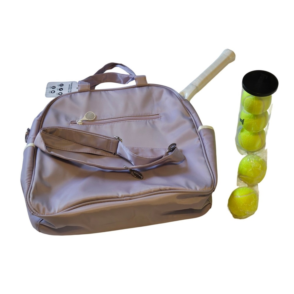 Tennis Bag Set Racket Balls Pink Travel Sport Kit - Picture 5 of 8